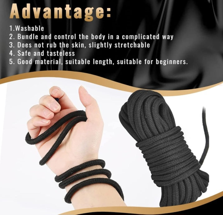 Bondage rope 10 meters black