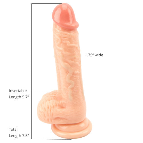 loving joy realistic dildo with balls & suction cup 7.5 inch nude