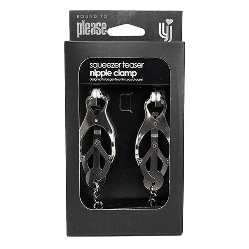 bound to please squeezer teaser clover nipple clamps with chain