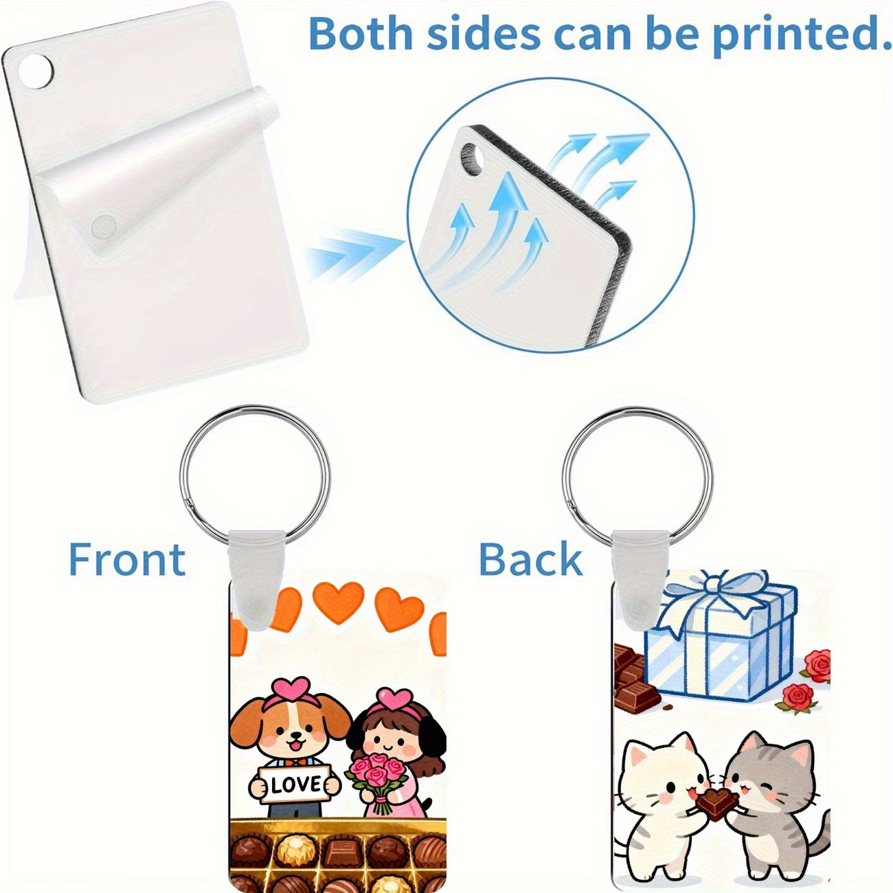 Rectangular Double-Sided MDF Keychains