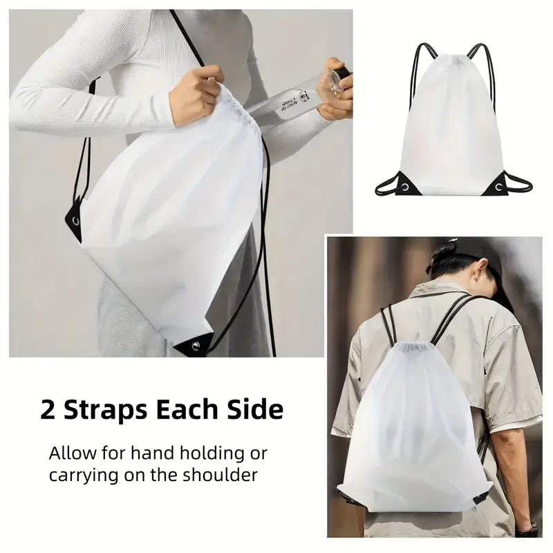 White Polyester Drawstring Bag