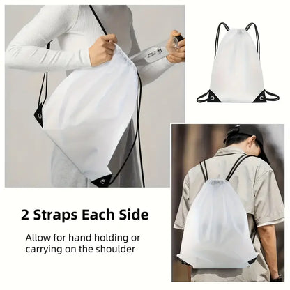White Polyester Drawstring Bag