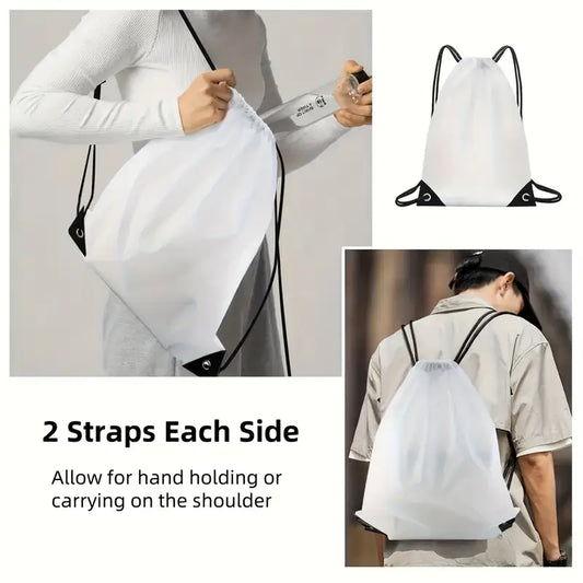 White Polyester Drawstring Bag