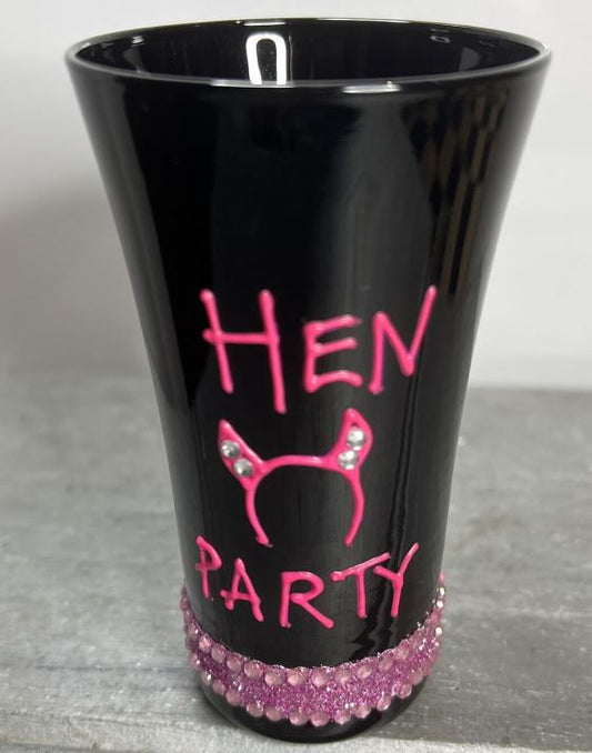Hen Party Shot Glass Black and Pink