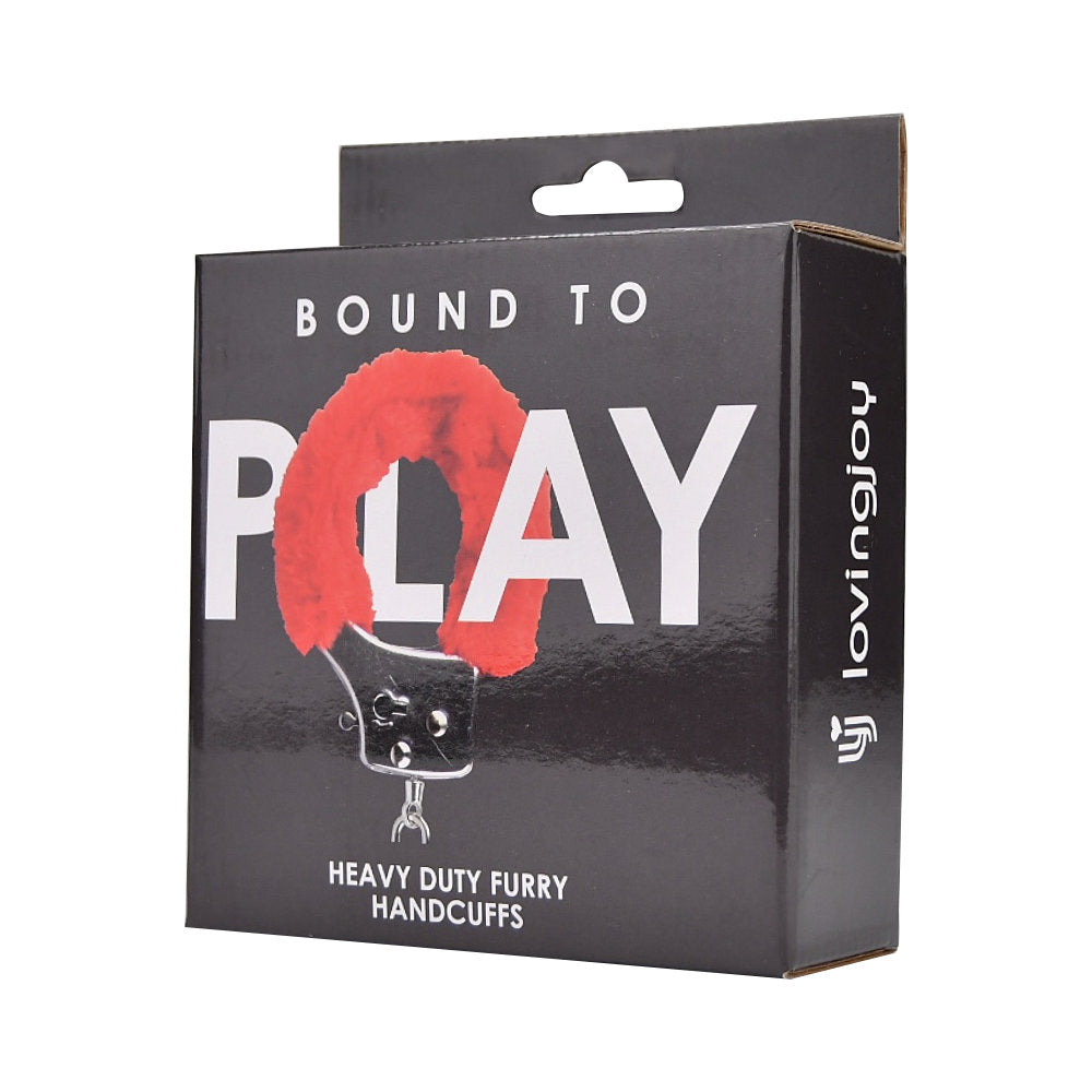 Bound to play heavy duty red furry handcuffs