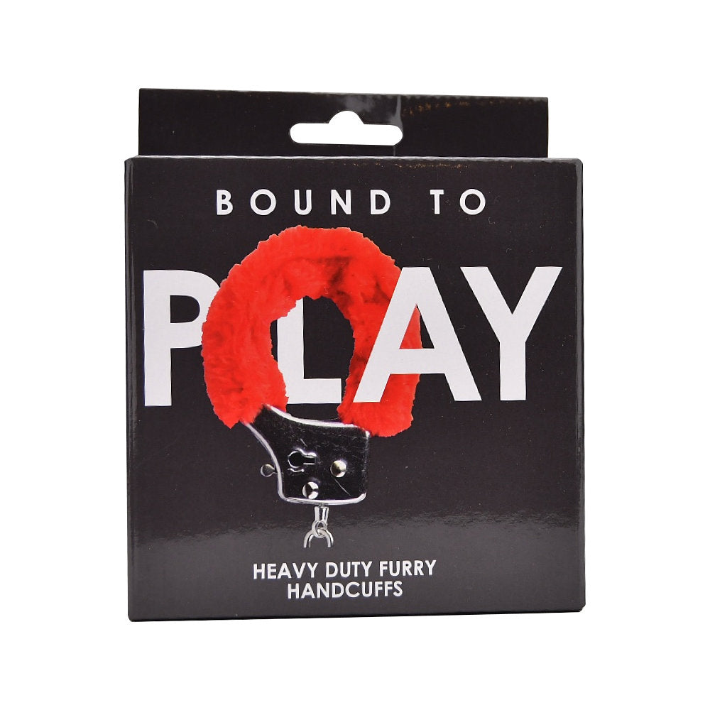 Bound to play heavy duty red furry handcuffs