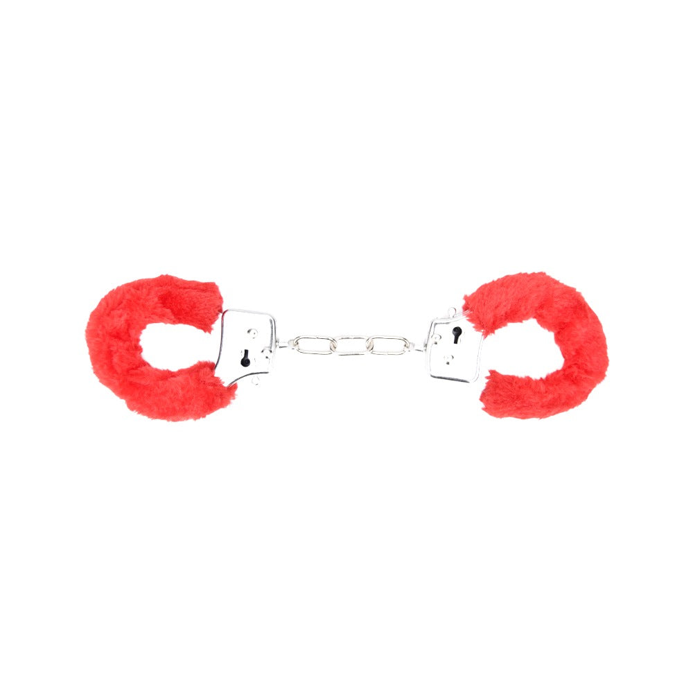 Bound to play heavy duty red furry handcuffs