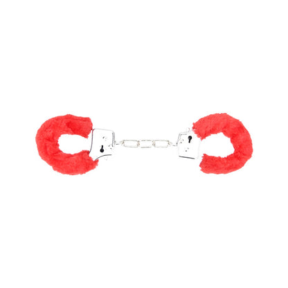 Bound to play heavy duty red furry handcuffs