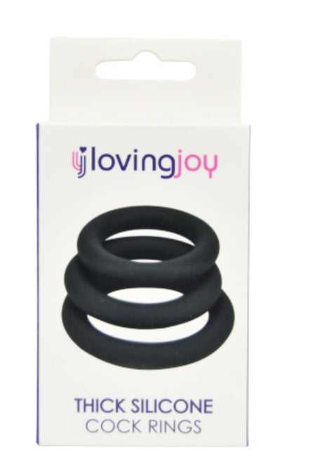 Loving Joy Thick Silicone Cock Rings 3 Pack Grey