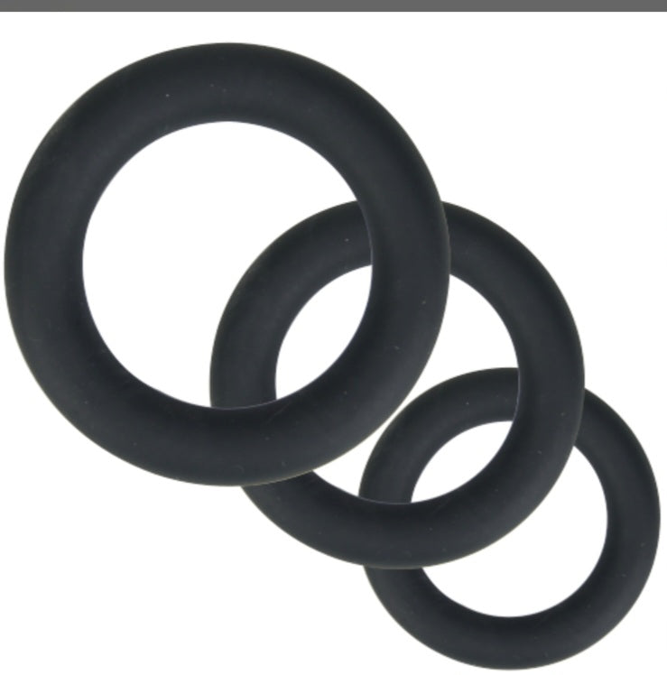 Loving Joy Thick Silicone Cock Rings 3 Pack Grey