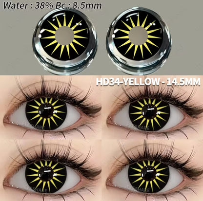 Yellow & black fantasy contact lenses