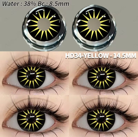 Yellow & black fantasy contact lenses