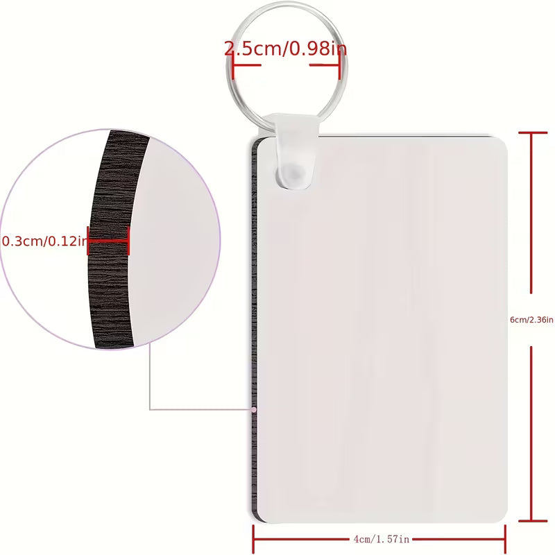 Rectangular Double-Sided MDF Keychains