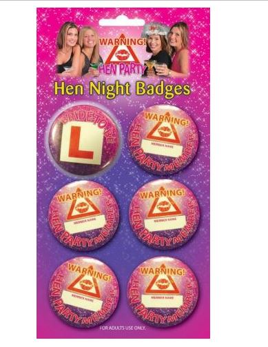 Hen Badge Set - 6 Pack reduced was £1.99 now £1.00