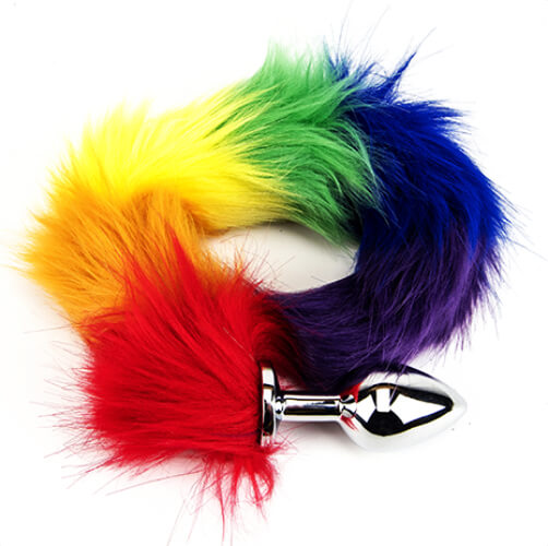 Furry fantasy rainbow tail butt plug