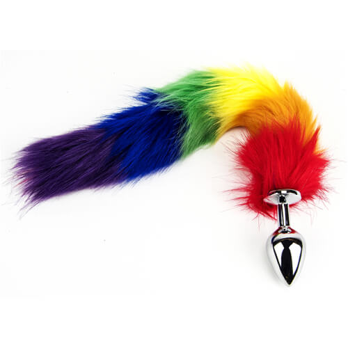 Furry fantasy rainbow tail butt plug