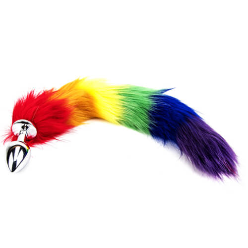 Furry fantasy rainbow tail butt plug
