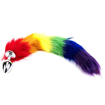 Furry fantasy rainbow tail butt plug