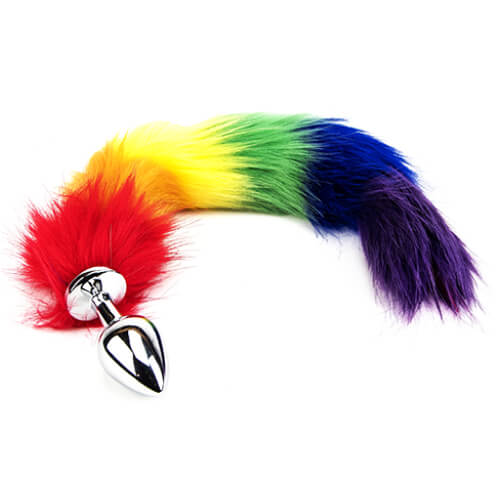 Furry fantasy rainbow tail butt plug