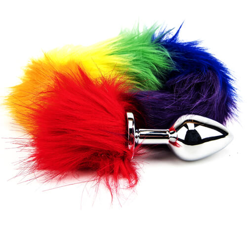 Furry fantasy rainbow tail butt plug