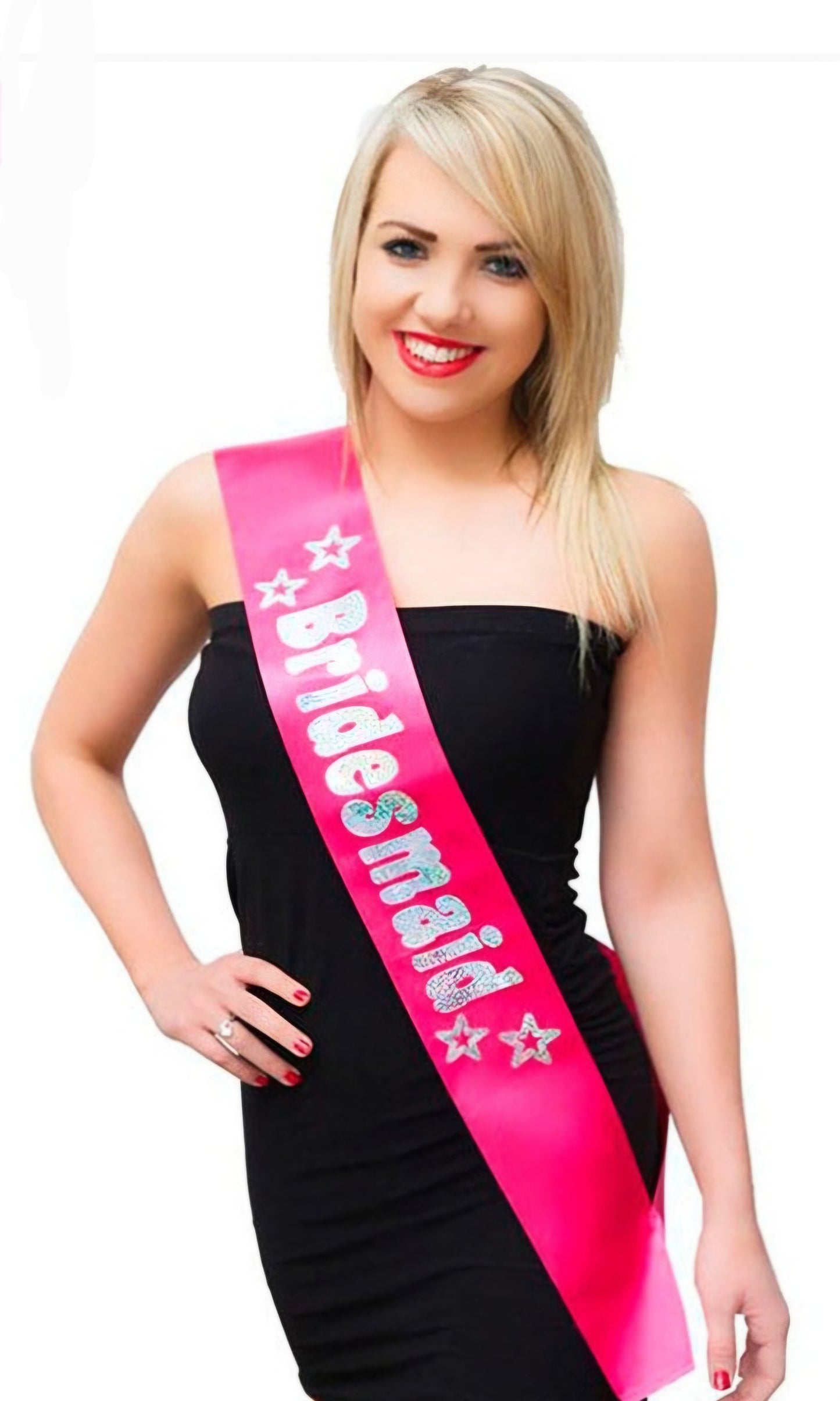 Hot pink & holographic bridesmaid sash reduced was £3.99 now £0.99